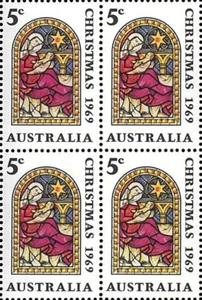 1969 Australian Christmas MNH Block of 4x5c Seasonal Fourth Decimal Year Stamps - Picture 1 of 1