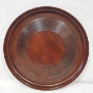Bandeja redonda vintage de imitación de madera Marusei hecha en Japón 15" de diámetro necesita ser retocada - Imagen 1 de 13