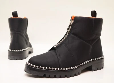 Alexander Wang Cooper Studded Black Nylon Boots With Lugged Outsole Size 38 /8 - Image 1 of 4