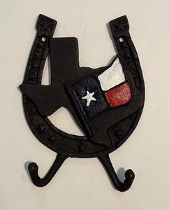 Cast Iron Texas Themed Horseshoe Wall-mount Key/cap Hook - Picture 1 of 1