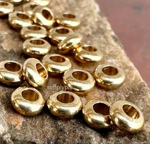 Raw Brass Large Hole Rondelle 20 Pcs Metal Spacer Beads 4x2mm #NEWGAR - Picture 1 of 8