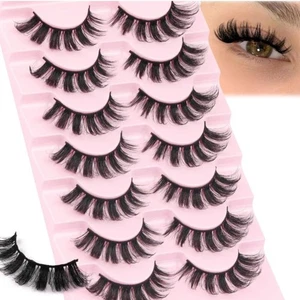 NEU Veleasha Faux Nerz Russischer Streifen D Curl 3D Volumen Wimpern Wolga Füchsin 7 Paar - Bild 1 von 9