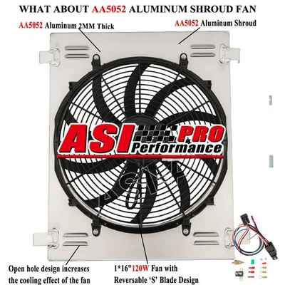 Aluminum Shroud+Fan+Relay Fit 1932 Ford Model BB 3.3L Gas for Chevrolet Engine Foto 1 de 4