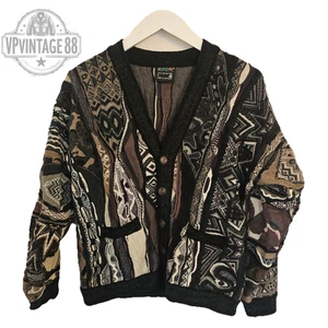 Vintage Coogi 90s Australia 3D Knit Sweater Unisex Bold Colourful Rare Cardigan - Picture 1 of 6