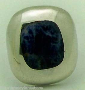 BEAUTIFUL MODERNIST ESTATE HANDCRAFTED BLUE JASPER STERLING SILVER RING SZ 7.25 - Picture 1 of 5