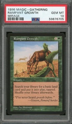 1996 Magic the Gathering MTG Mirage Rampant Growth PSA 10 Pop 1 - Image 1 of 2