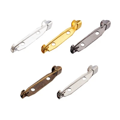 100pcs Mixed Color Iron Pin Backs Brooch Catch Glue-On Bar Findings Pick 20~30mm - Image 1 of 2