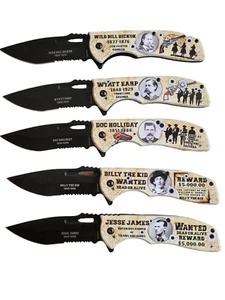Legends of the West Folding Knife Old West Outlaw Collectable Western Knife - Picture 1 of 36