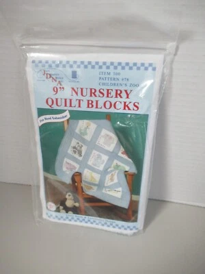 Jack Dempsey Stamped White Nursery "CHILDREN`S ZOO Quilt Blocks 9"X9" 12/Pk  NEW - Image 1 of 4