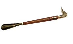 Vintage Horn Shoe Handmade Solid Handle with Wooden and Brass Duck Head Designer - Picture 1 of 5
