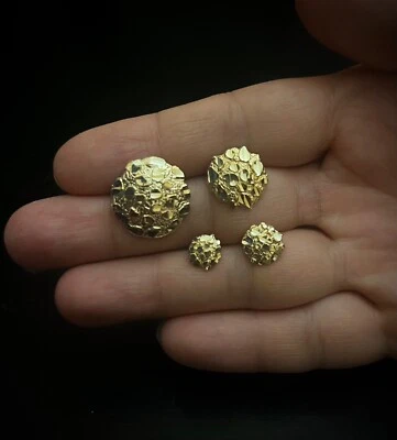 Auténticos aretes de oro de 10 quilates con pepita de corte de diamante redondo para hombre mujer 4 tallas Foto 1 de 4