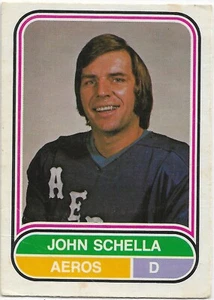 Tarjeta John Schella 1975-76 O-Pee-Chee WHA #21 Houston Aeros - Imagen 1 de 2