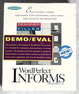 New Box 1993 WordPerfect Informs Version 1.0 Windows Demo Eval Software - Picture 1 of 3