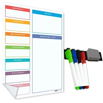 Sticky Menu Meal Planner, Dry Wipe Wall Planner Self Adhesive Weekly Daily Erase - Image 1 of 4