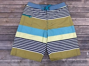Patagonia Wavefarer Board Shorts Boys Size 14 Striped Drawstring Nylon - Picture 1 of 12