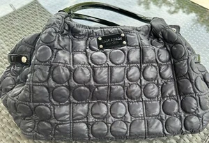 Kate Spade Stevie Chamois Quilted Bag Black Purple Lining  - Picture 1 of 8