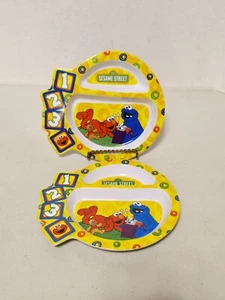(2) The First Years Sesame Street 123 Melamina Plato Dividido Elmo/Cookie Monster - Imagen 1 de 4