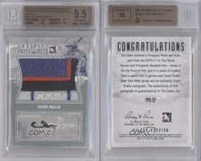 2011 ITG Heroes and Prospects Silver /4 Cesar Puello BGS 9.5 GEM MINT Patch Auto