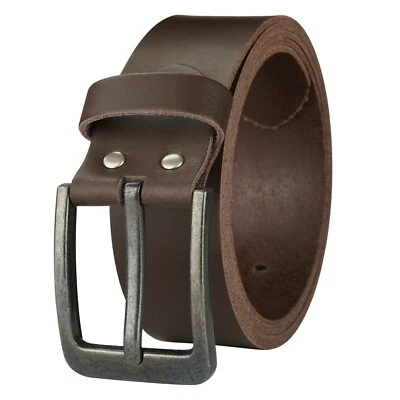 MANZA Gürtel Leder Braun 4cm breit Herren Damen Ledergürtel 100% Leder Kürzbar NEU