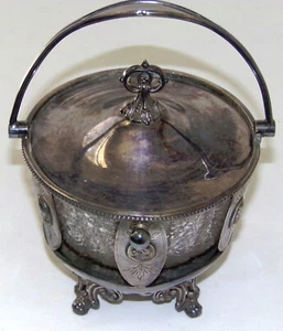 Antique Treble Triple Plate Medallion Sweetmeat w Lid Simpson Hall Miller & Co  - Picture 1 of 11