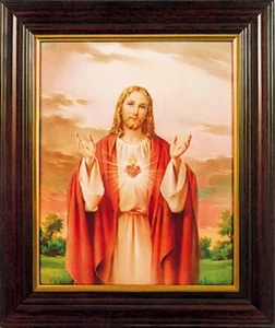 Sacred Heart Framed Picture Room Blessing Sacred Heart Christian Picture - Picture 1 of 1
