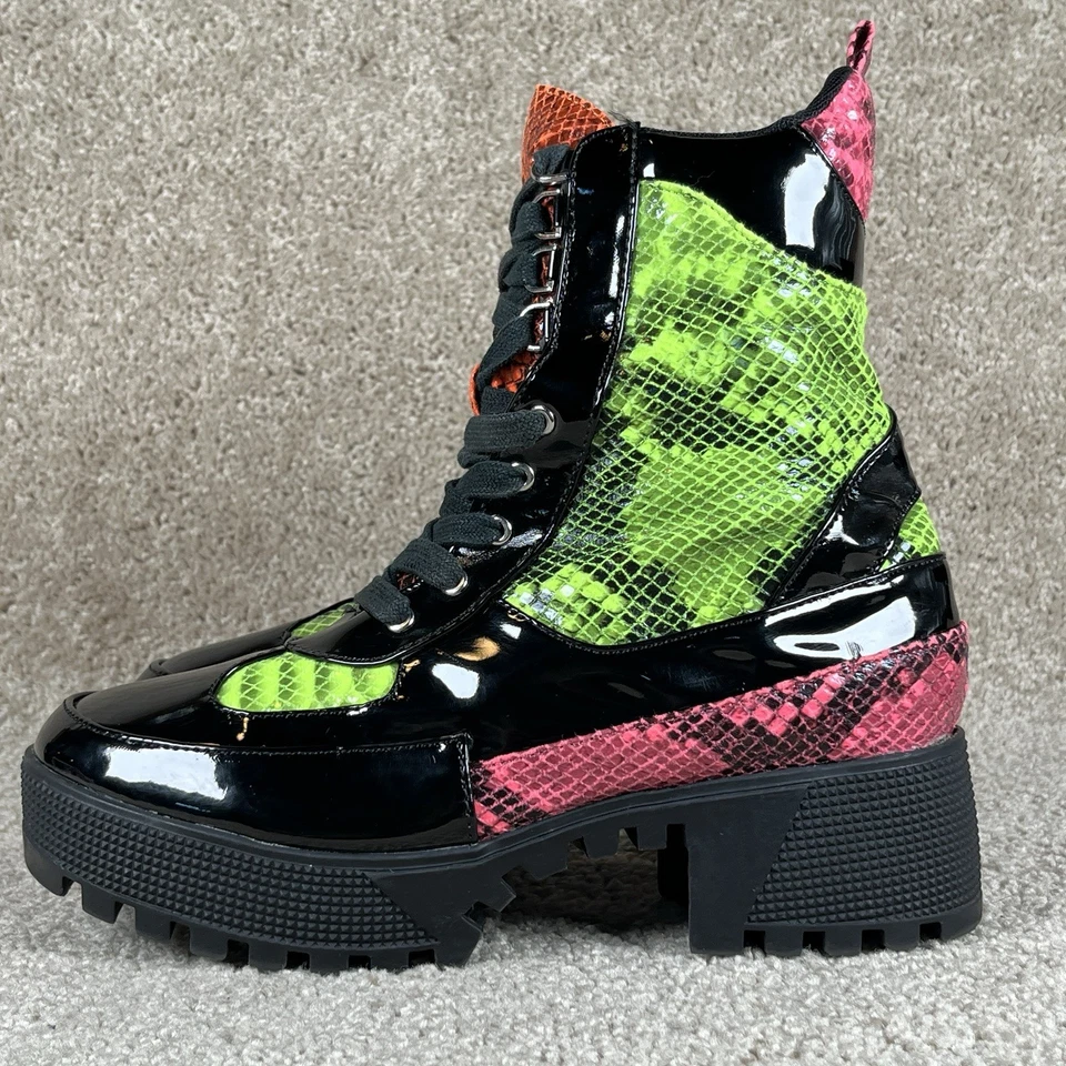 Боевые ботинки Cape Robbin Kingpin размер 7 черные неоновые змеиные на шнуровке коренастая зажимная подошва - Изображение 1 из 4
