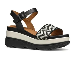 Woman’s Geox Gardenia Sandals Black & White Brand New W/ Box Size US 10 - Picture 1 of 4