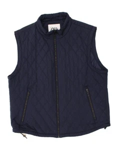 Chaleco acolchado ZARA para hombre Reino Unido 42 XL azul marino poliéster CN48 - Imagen 1 de 3