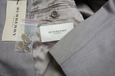 Burberry London Brown Houndstooth S150s Wool 2 Pc Suit Jacket Pants Sz 44R NEW - Image 1 of 4