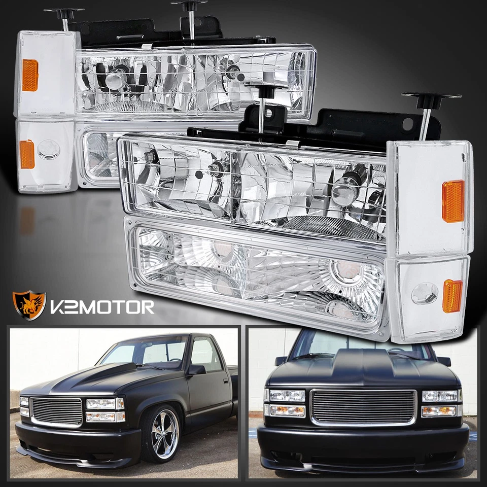 Fits 1988-1993 Chevy GMC C10 C/K Sierra Yukon Headlights+Corner+Bumper Lamps Foto 1 de 4