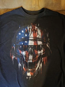 Metal Mulisha t-shirt uomo grande bandiera USA logo teschio manica corta nera - Foto 1 di 1