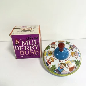 Vintage Ohio Art Tin Metal Toy Mulberry Bush Spinning Top Children W Box - Picture 1 of 24
