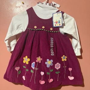 Vintage Samara Kleinkind Mädchen Kleid 3T Lila mit Weiß Langarmshirt Neu - Bild 1 von 7