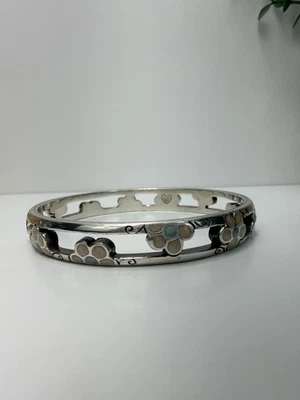 Brazalete Brazalete Vintage Brighton Flower Power Rosa Amarillo Margarita Esmalte Plata Foto 1 de 4