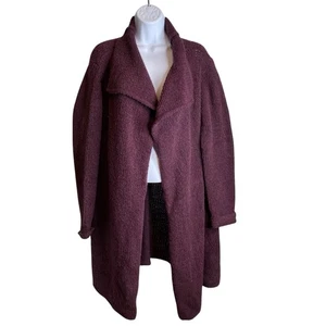 Cardigan lungo Eileen Fisher donna viola lana aperto davanti taglia M Lagenlook - Foto 1 di 10