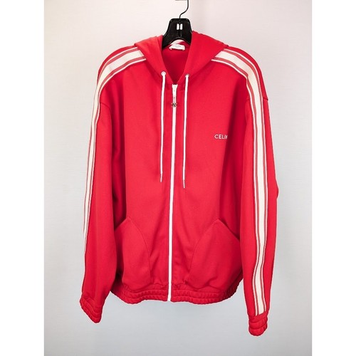 Felpa con cappuccio e zip Celine colore rosso nuova con etichetta M