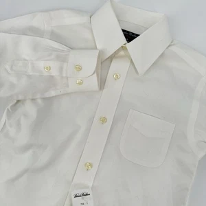 Camicia Brooks Brothers "Fleece" ragazzo taglia 6 manica lunga colletto bottoni bianca - Foto 1 di 8