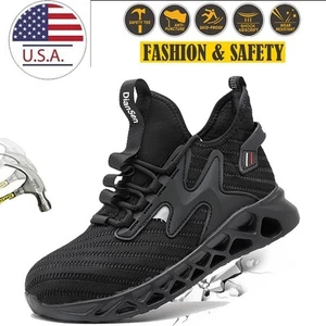 Steel Toe Shoes for Men Indestructible Work Shoes Lightweight Safety Shoes Black - Picture 1 of 23