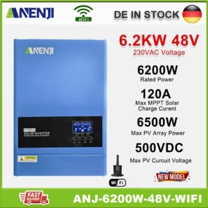 6200W Hybrid MPPT Solar Off Grid Wechselrichter 120A 230V 500V Pure Sinus + WIFI - Bild 1 von 6