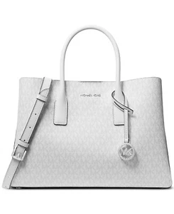 βοΈπ Michael Kors Ruthie Signature Logo Silver Hardware Large Satchel Bag NWT - Picture 1 of 3