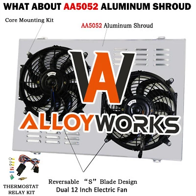 Aluminum Shroud+Electric Fan FIT 1973-1986 Chevy GMC C/K C10 20 30 K10 Caprice - Imagem 1 de 4