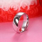Stainless Steel Men/Women's Black/Rose Gold Love Heart Cz Couple Rings Size 5-12
