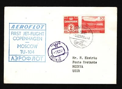OPC 1957 Dinamarca Copenhague SAS 1er vuelo en avión a Moscú Rusia 41628 Foto 1 de 2