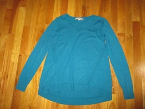 Ann Taylor LOFT Tunika-Pullover türkis blau U-Ausschnitt hoher niedriger Saum Größe S - Bild 1 von 5