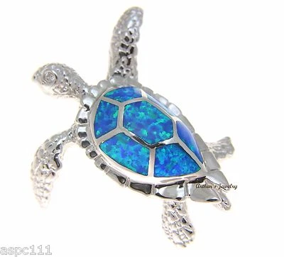 COLGANTE HONU TORTUGA MARINA HAWAIANA ÓPALO INCRUSTADO PLATA DE LEY 925 EXTRA GRANDE Foto 1 de 4
