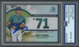 COLE YOUNG SIGNED 2023 BOWMAN CHROME SCOUTS TOP 100 CARD - GEM MT 10 AUTO - PSA/DNA - Bild 1 von 2