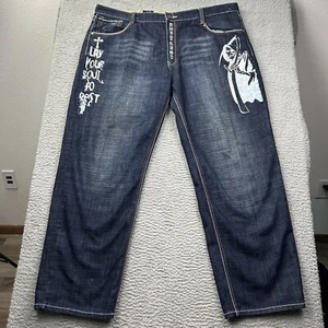 Imperious Delf Trading Jeans Angel Wings Sensenmann 44x32 True Size Herren Blau - Bild 1 von 10