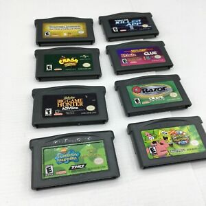 Lot de 8 Gameboy Advance Games Bob l'éponge, rasoir, trône, crash bandicoot, cuirassé