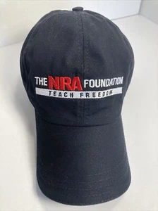 NRA Foundation Teach Freedom Ball Cap Hat Black White Twill/Mesh Made In USA - Picture 1 of 16