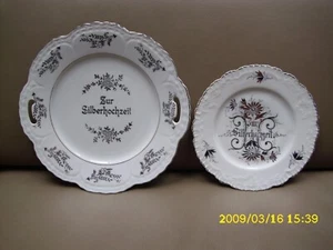 alter Silberhochzeit Kuchenteller, Jugendstil D. 27 cm Handhabe, antik vintage - Bild 1 von 23
